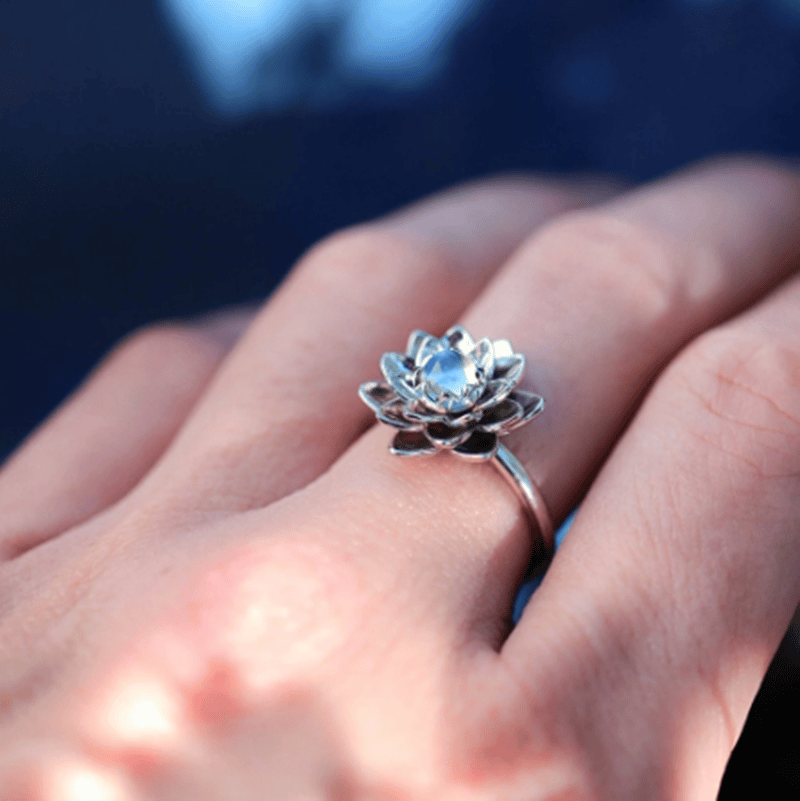 Moonstone Lotus Serenity Ring