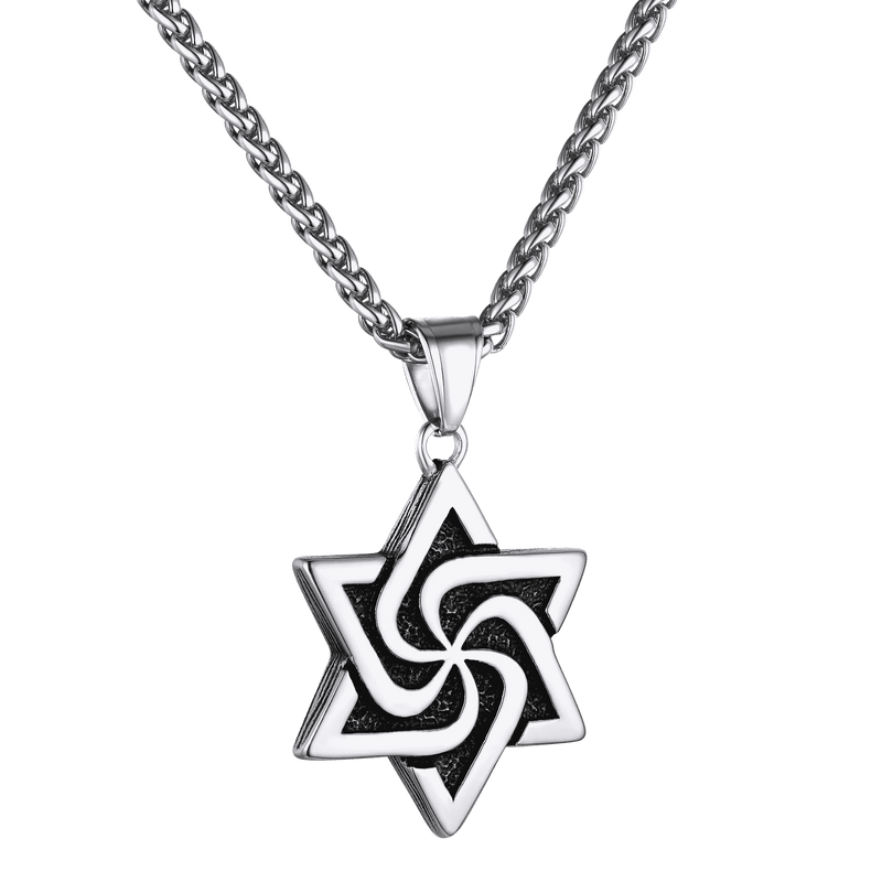 Retro Jewish Star of David Necklace for