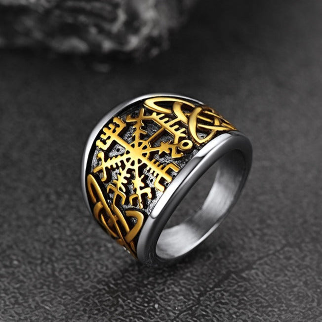 Viking Compass Ring With Celtic Knot for
