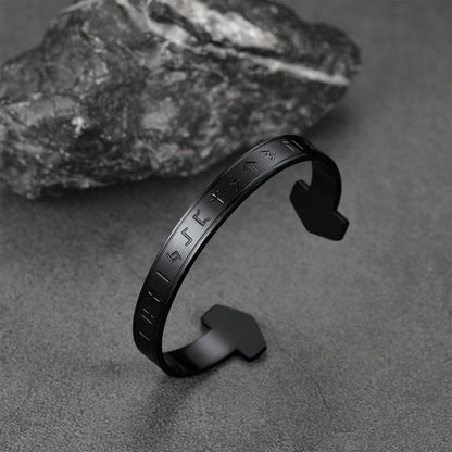 Faithheart Viking Futhark Runes Cuff Bracelet for