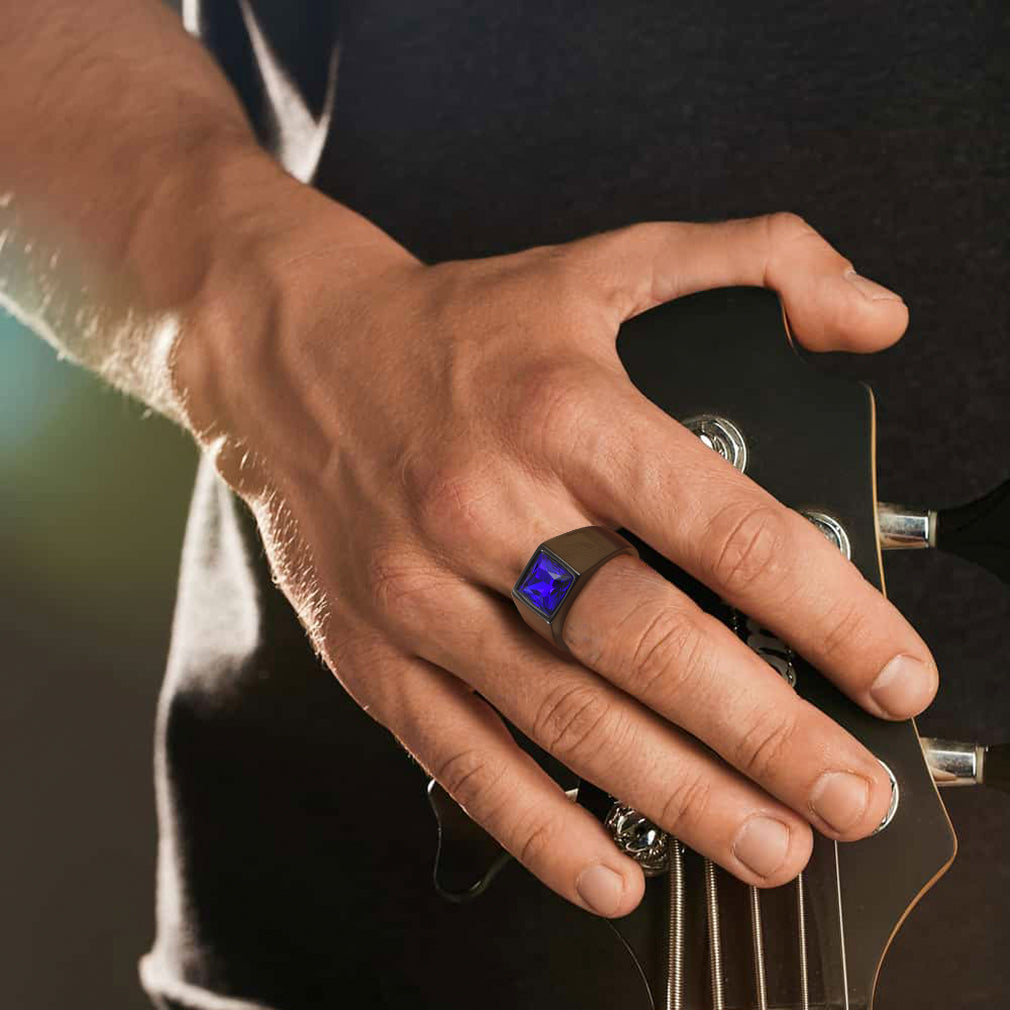 Minimalist Birthstone Gemstone Band Ring for
