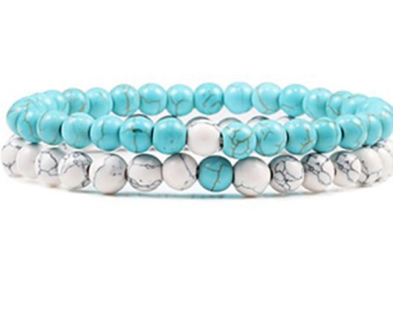 Black Lava Stone Couple Bracelet 2pc Set