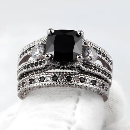 Obsidian Crown of the Veil Ring