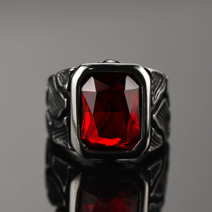 Lava Ruby Ring Stainless Steel Ring for