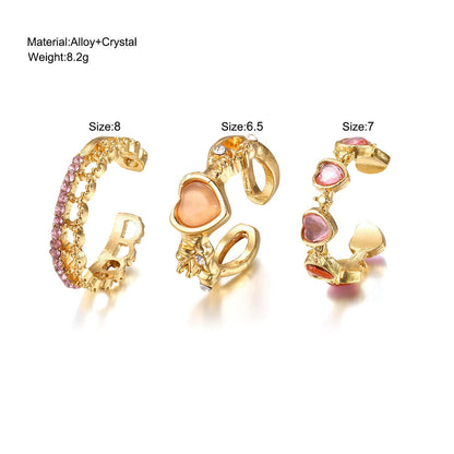 Enchanted Love Crystal Ring Trio: Mystical Bond Set