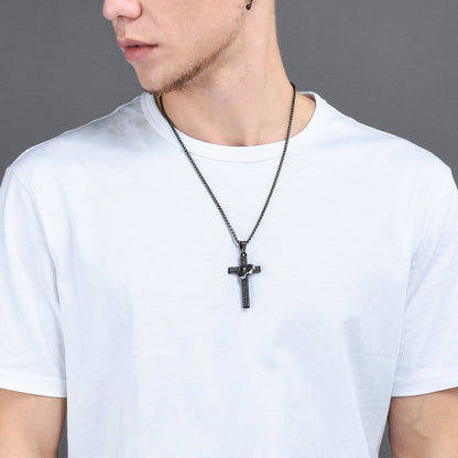 Lord's Prayer Cross Necklace With Halo Ring for