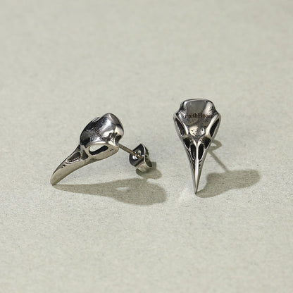 Raven Skull Earrings Viking Stud Earrings for