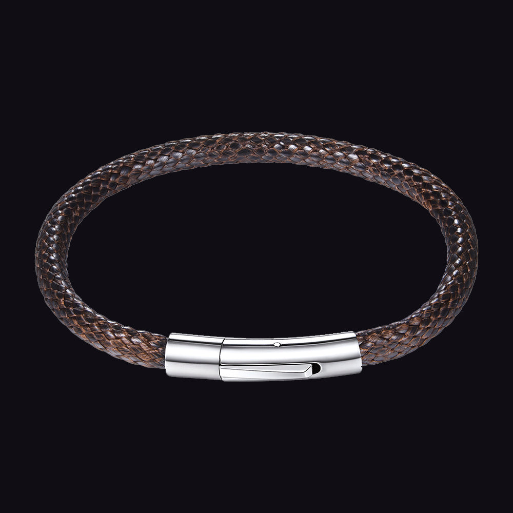 Clasp Braided Genuine Leather Bracelet for