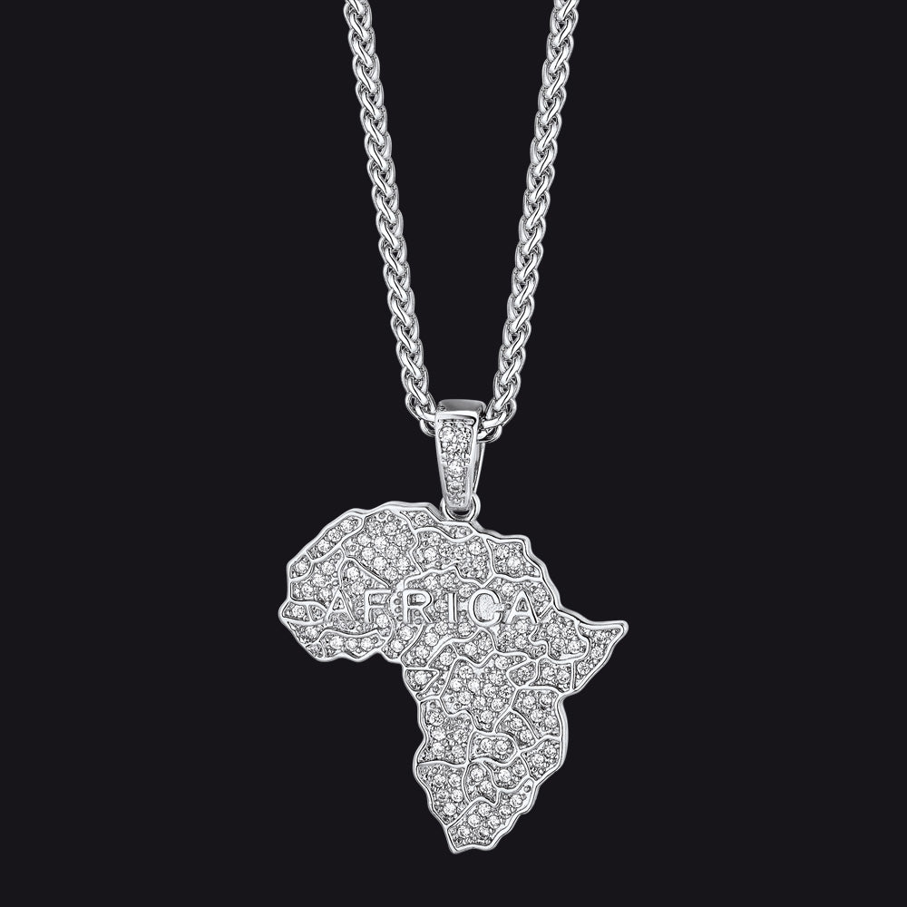 Hip Hop Zirconia Africa Map Necklace for