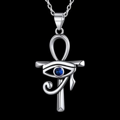 Egyptian Ankh Cross Necklace Pendant With Eye of Horus