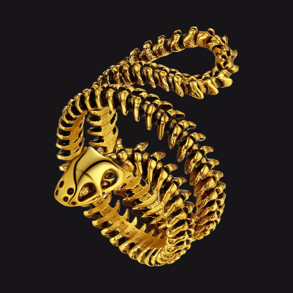 Gothic Snake Skull Bone Ring for