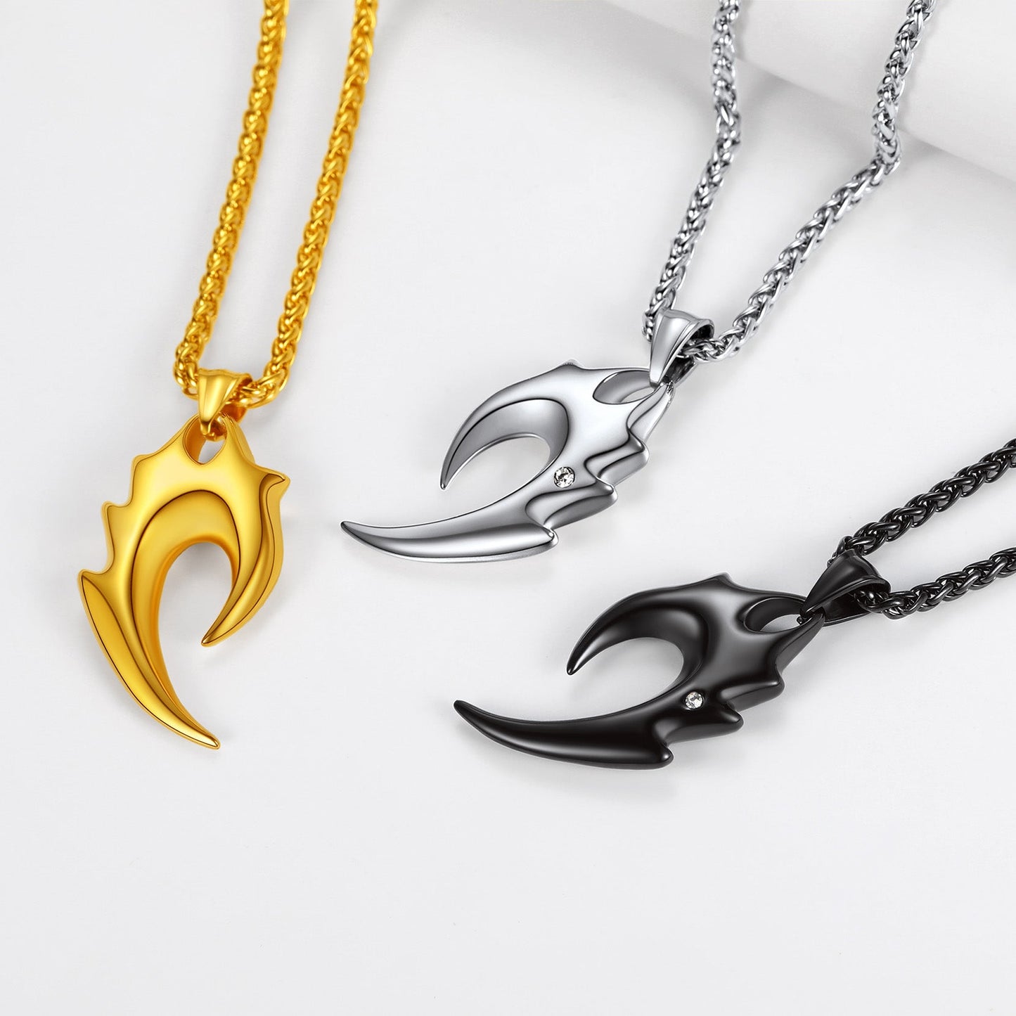 Spear Wolf Teeth Pendant Necklace for