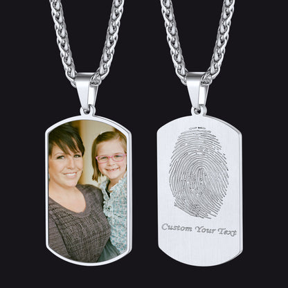 Customized Photo Dog Tag Fingerprint Necklace for