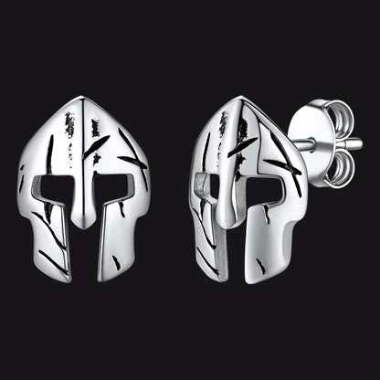 Flash Spartan Helmet Mask Stud Earrings for