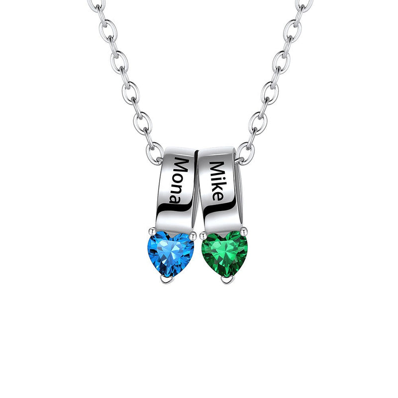 Customized Names Heart Birthstone Necklace for Mother