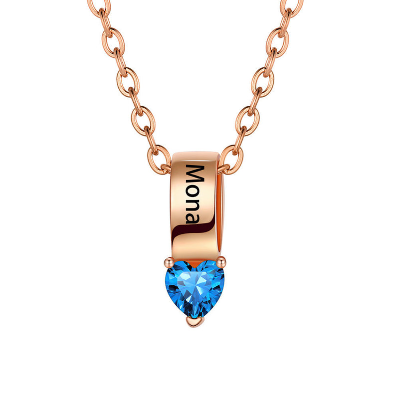 Customized Names Heart Birthstone Necklace for Mother