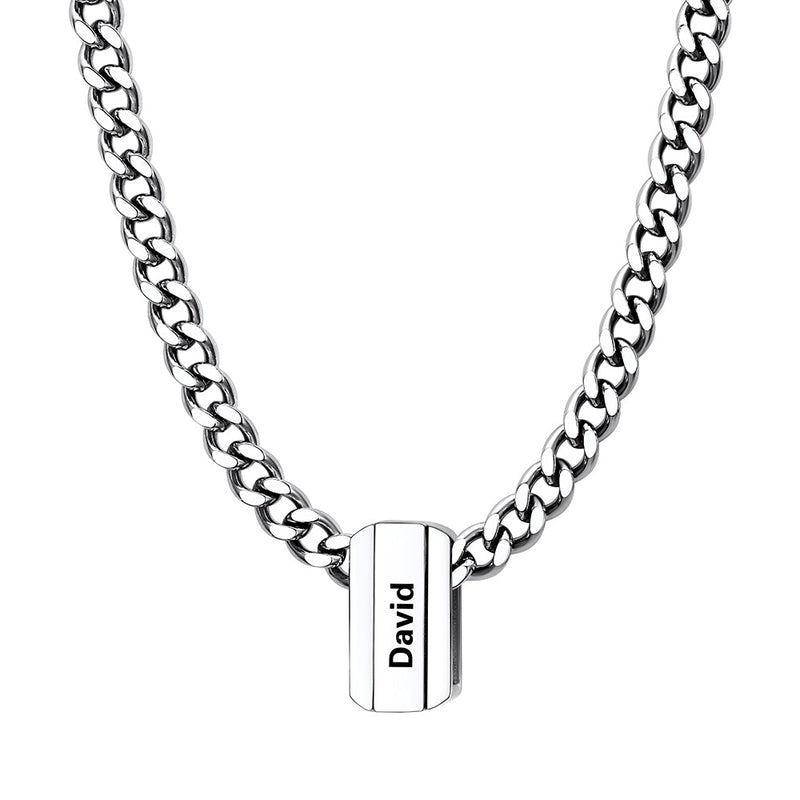 Personalized Engraved Name Chain Charm Necklace for