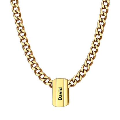 Personalized Engraved Name Chain Charm Necklace for