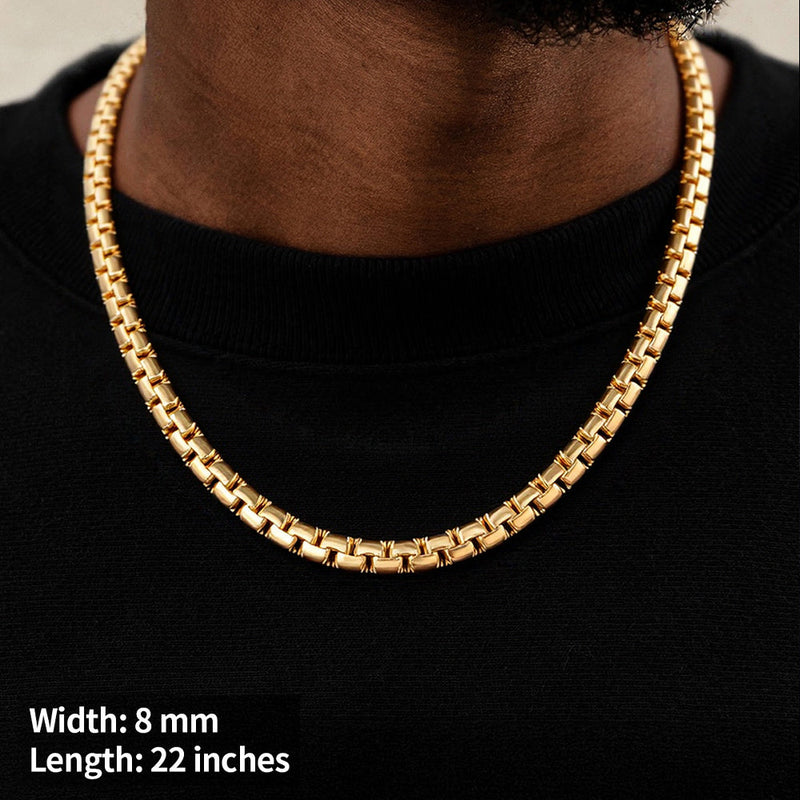 Flat Box Link Chain Stainless Steel Necklace for
