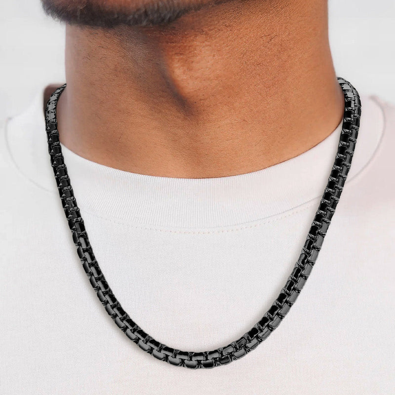 Flat Box Link Chain Stainless Steel Necklace for