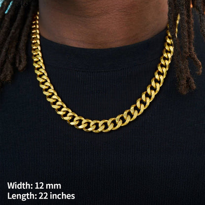 Engraved Cuban Link Chain Necklace for 6/9/12mm Width