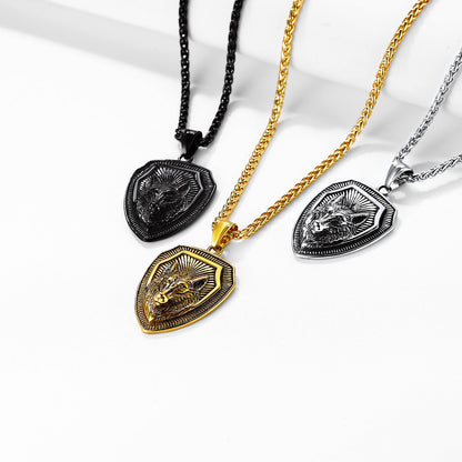 Engraved Viking Nordic Wolf Necklace Amulet Pendant for