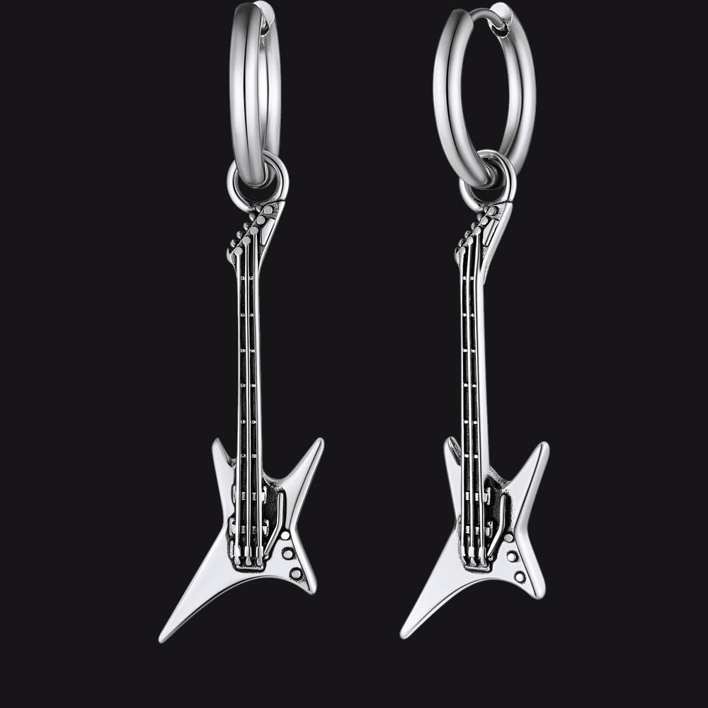 Punk Guitar Hoop Dangle Earrings for