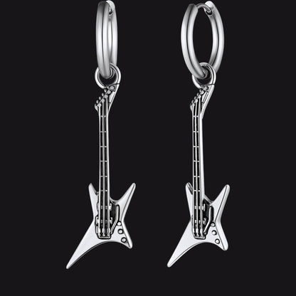 Punk Guitar Hoop Dangle Earrings for