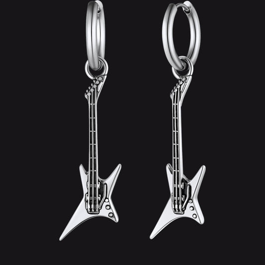 Punk Guitar Hoop Dangle Earrings for