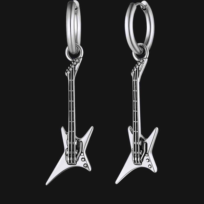 Punk Guitar Hoop Dangle Earrings for