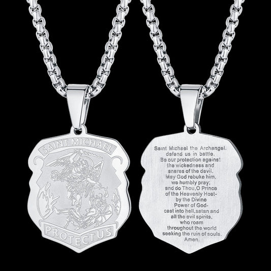 Archangel St. Michael Necklace Medal Shield Pendant for