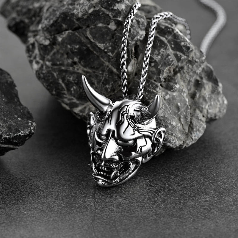 Faithheart Demon Hannya Mask Pendant Necklace for