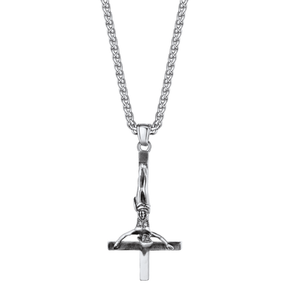 Unside Down Cross Crucifix Necklace Pendant for