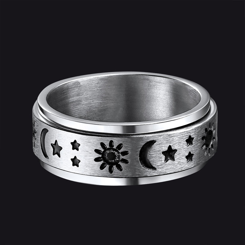 Faithheart Moon Star Sun Ring Fidget Ring for Anxiety