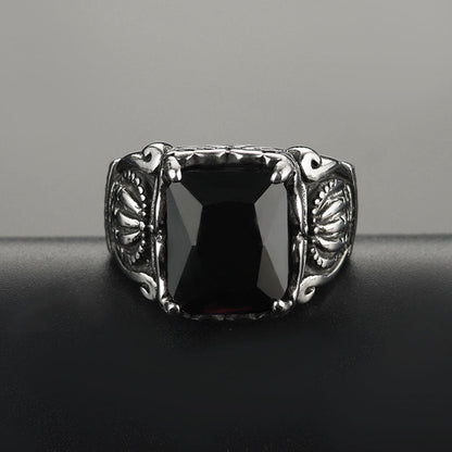 Crystal Crown Black Onyx Ring for