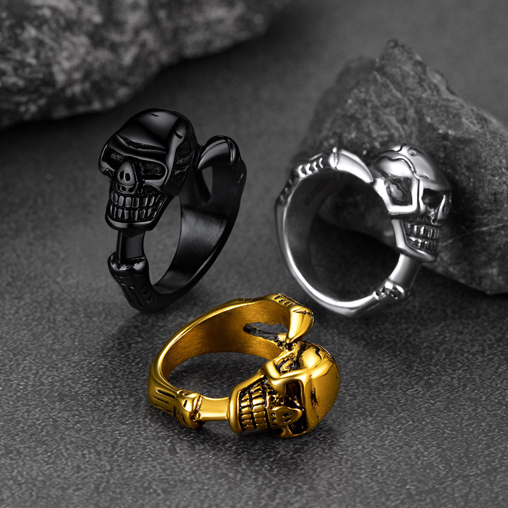 Faithheart Gothic Skull Ring Biker Ring for