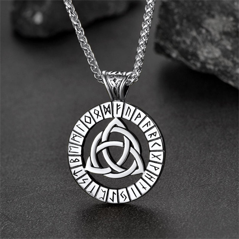 Celtic Knot Necklace With Viking Runes for