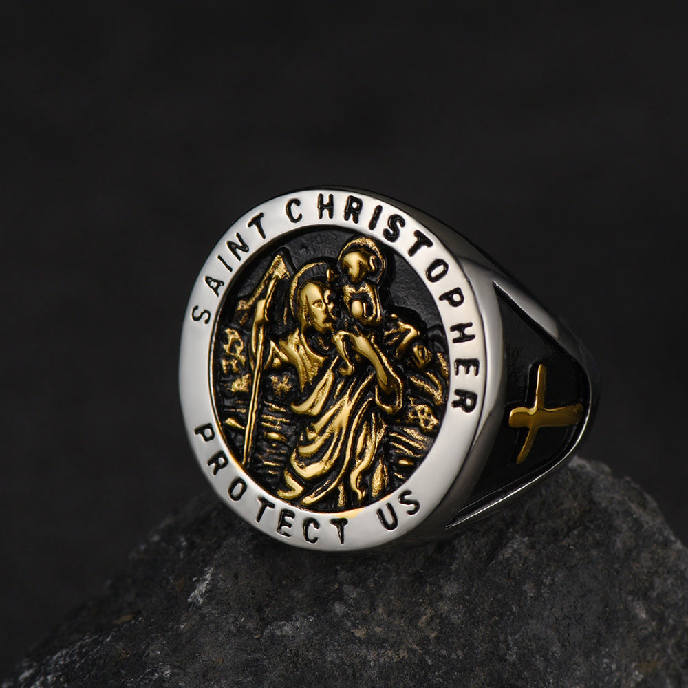 Flash St. Christopher Stainless Steel Ring for