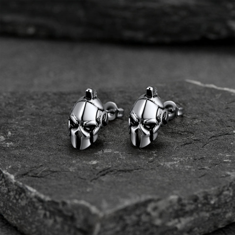Ancient Greek Spartan Helmet Stud Earrings for
