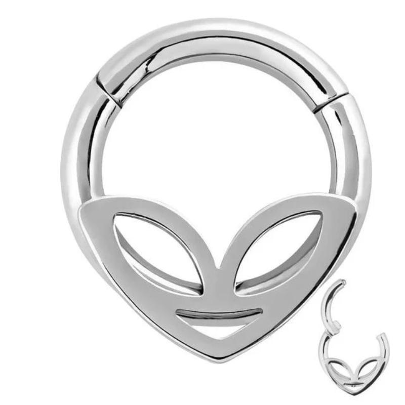 1pc Double Layers Steel Clicker Segment Nose Hoop Rings / Hinged Ear Nose Piercing 1
