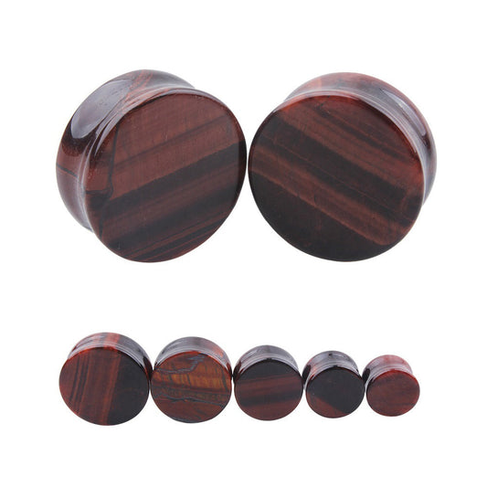 1pc Stone Ear Plugs / Gauges Earrings Flesh Tunnel Piercing / Red Tigerite Expander Body Jewelry