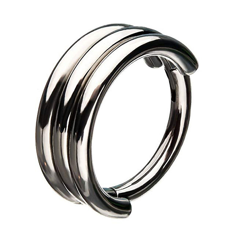 1pc Triple Layers Steel Clicker Segment Nose Hoop Rings / Hinged Ear Nose Piercing