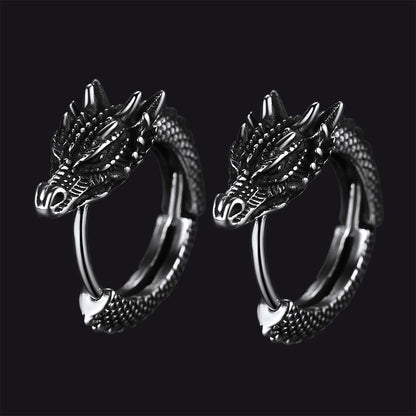 Punk Small Dragon Hoop Earrings for