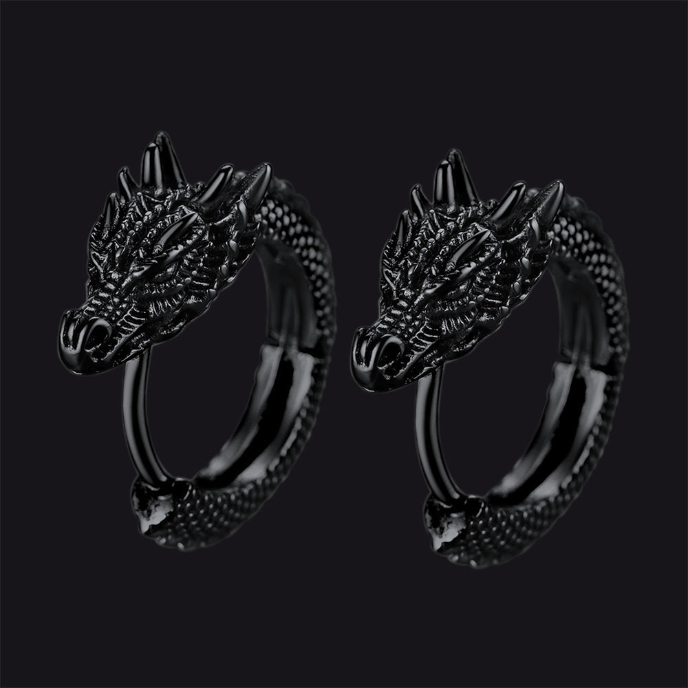 Punk Small Dragon Hoop Earrings for
