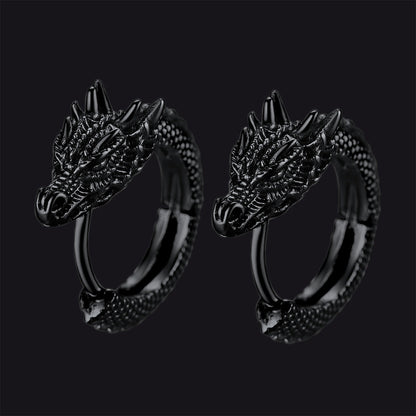 Punk Small Dragon Hoop Earrings for