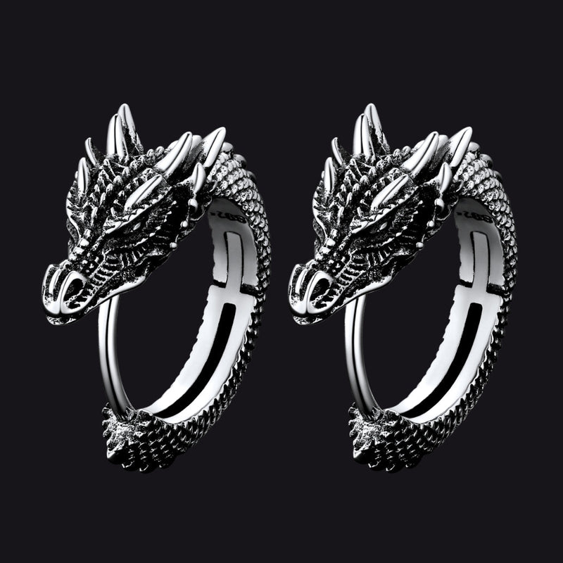 Punk Small Dragon Hoop Earrings for