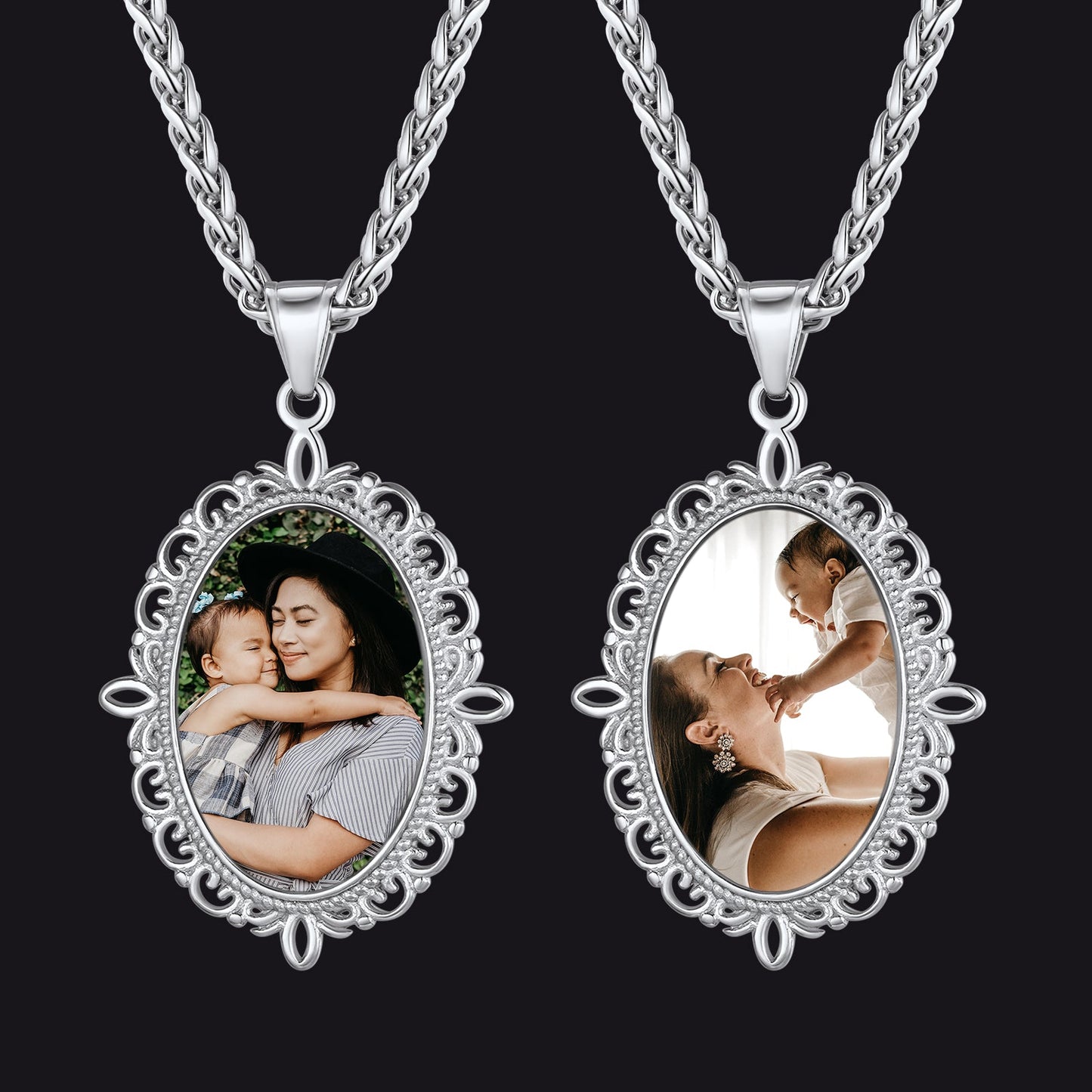 Personalized Double-side Picture Necklace for Mom Gift
