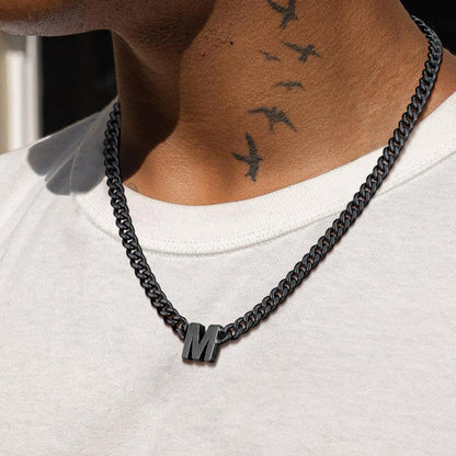 7mm Custom Initial Letter Cuban Link Chain Necklace for