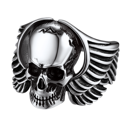 Biker Wings Skull Stainless Steel Ring for