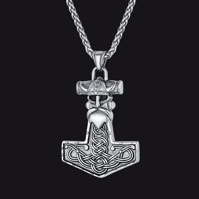 Viking Mjolnir Thor Hammer Necklace Odin Pendant for